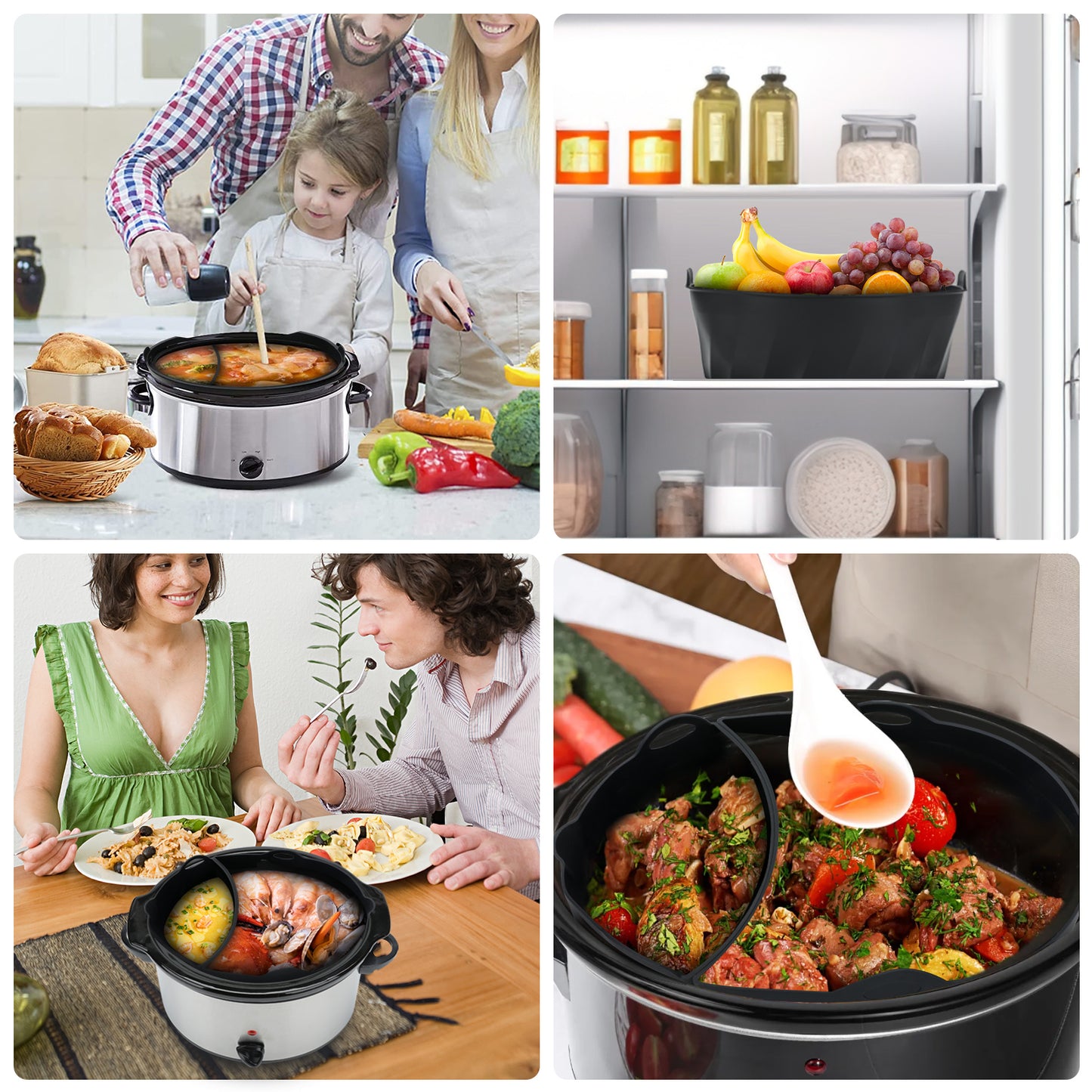 Silicone Slow Cooker Liners fit Crock-Pot 7-8 Quart, Reusable Crock Pot Liners