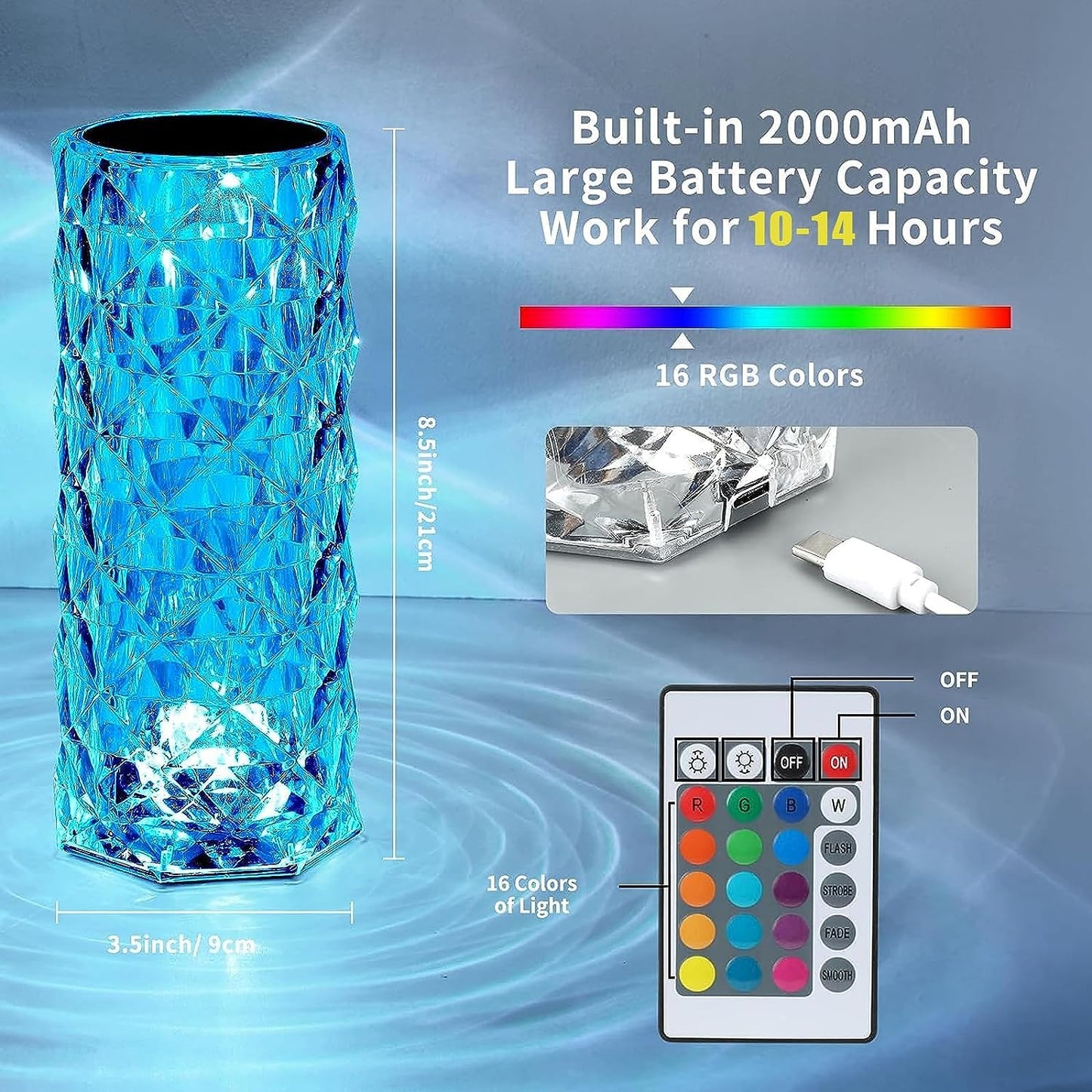 Crystal Diamond Rose Table Lamp