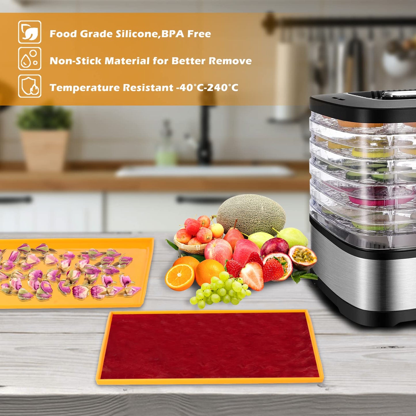 4PCS Silicone Dehydrator Sheets Dehydrator Mats