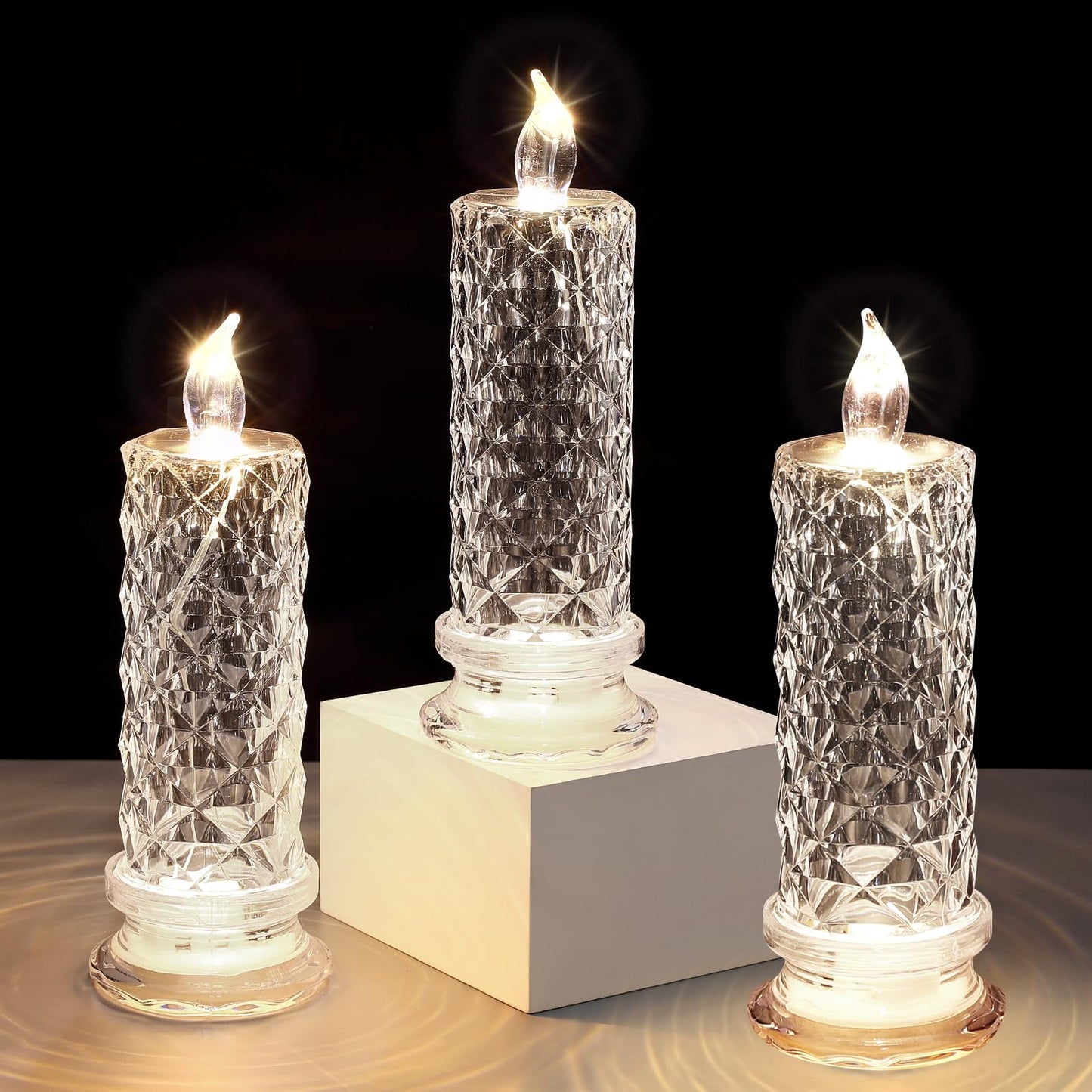 Flameless Candles with Rose Shadow,