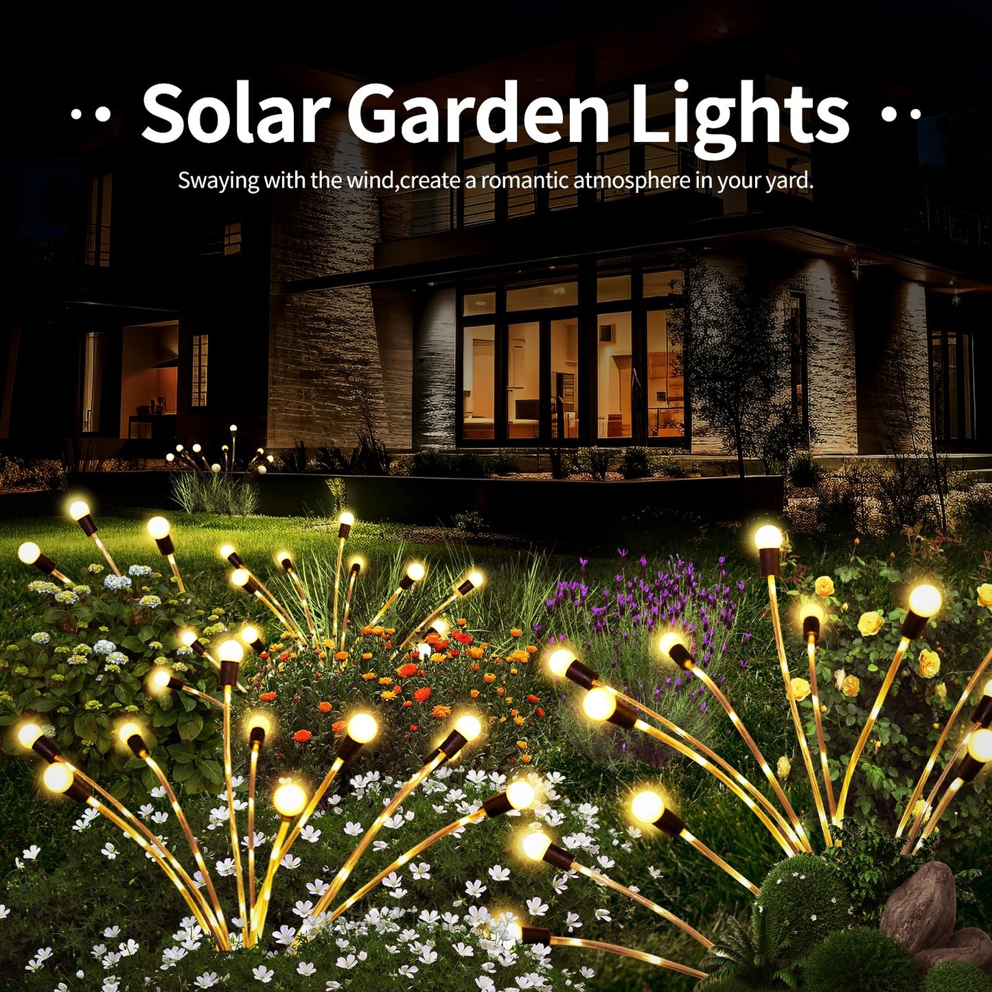 4 Packs Firefly Lights Solar Outdoor