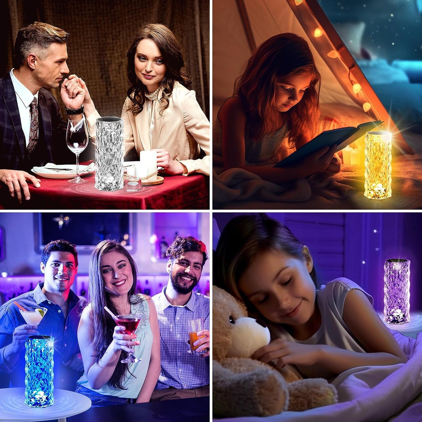 Crystal Diamond Rose Table Lamp