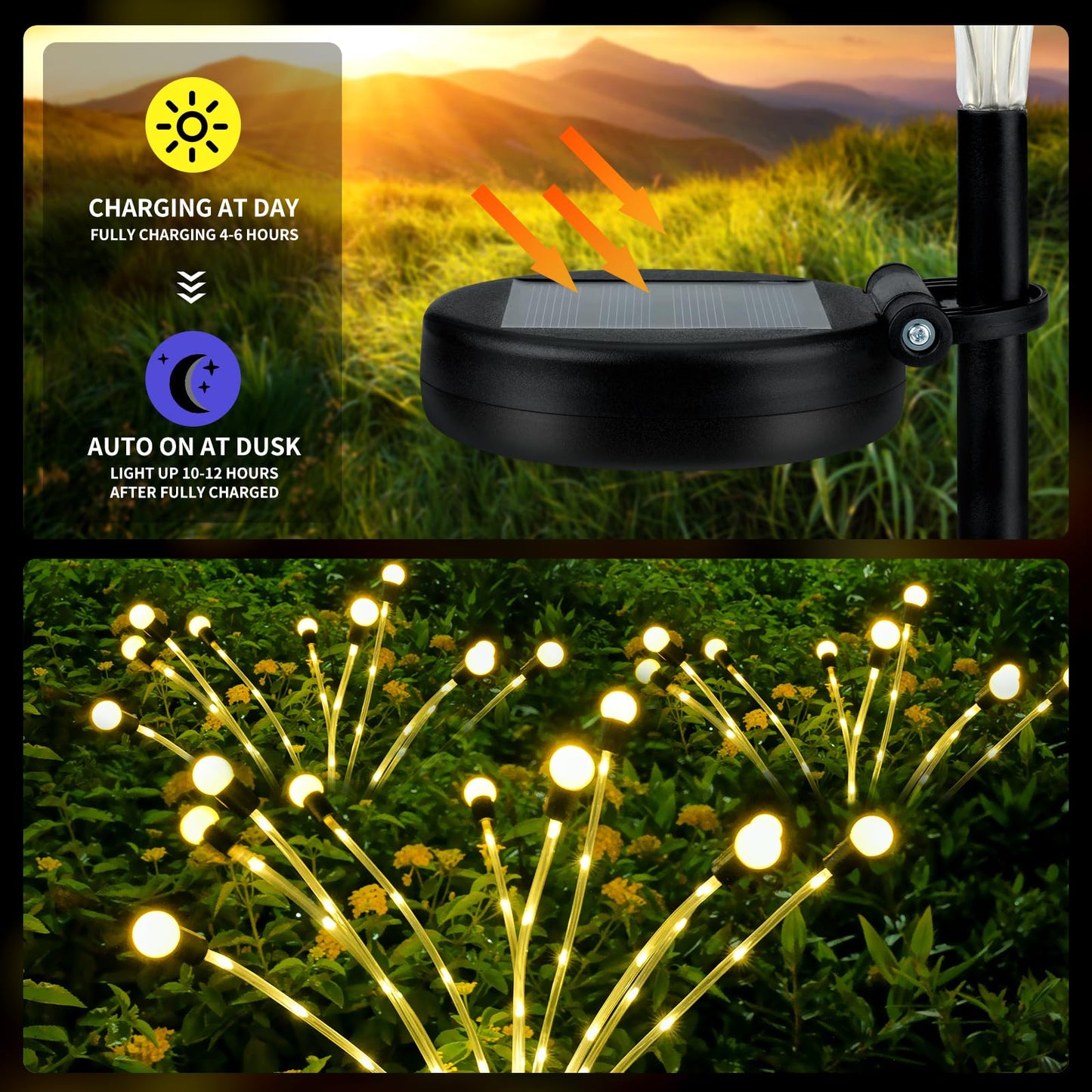 4 Packs Firefly Lights Solar Outdoor