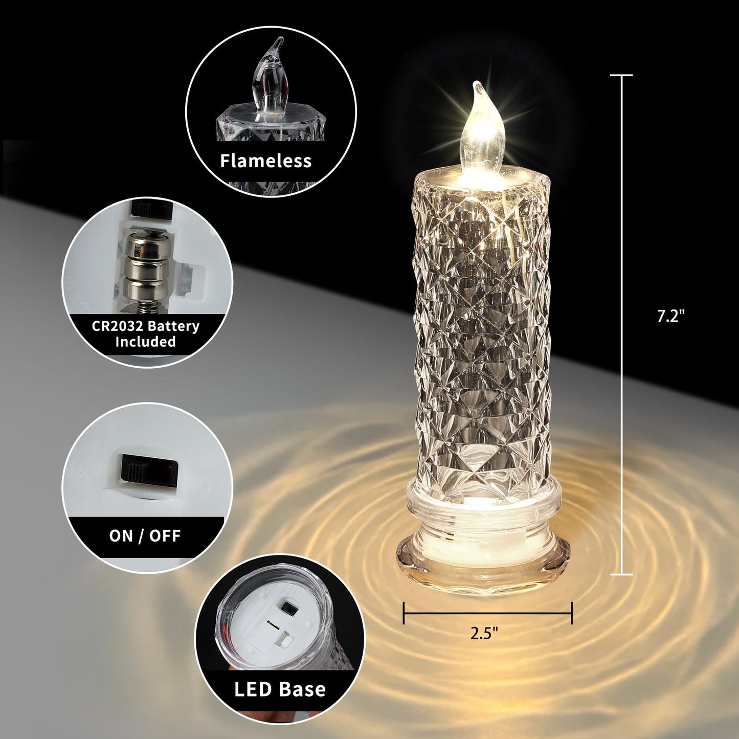Flameless Candles with Rose Shadow,