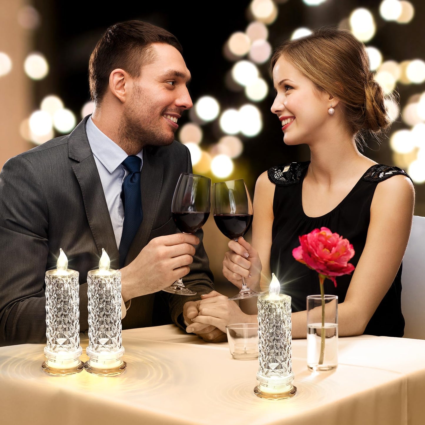 Flameless Candles with Rose Shadow,