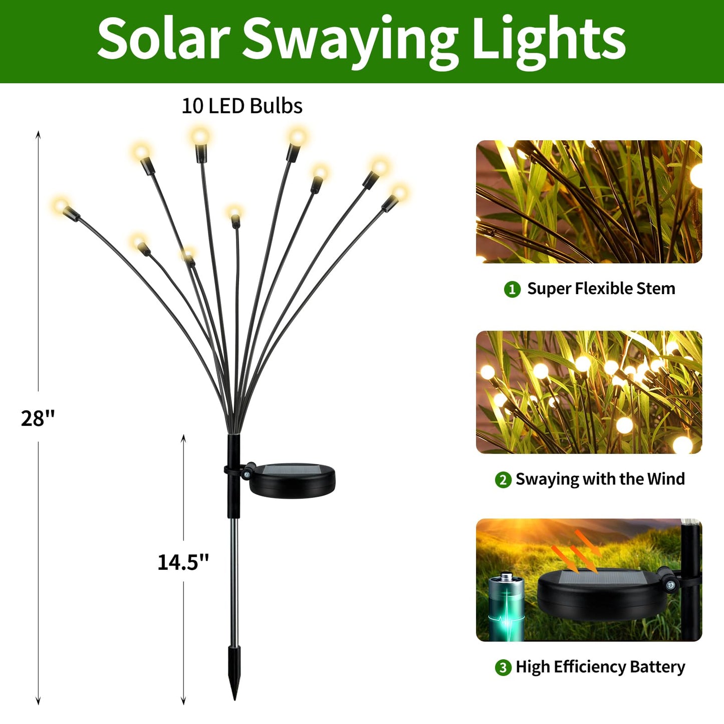 4 Packs Solar Garden Lights
