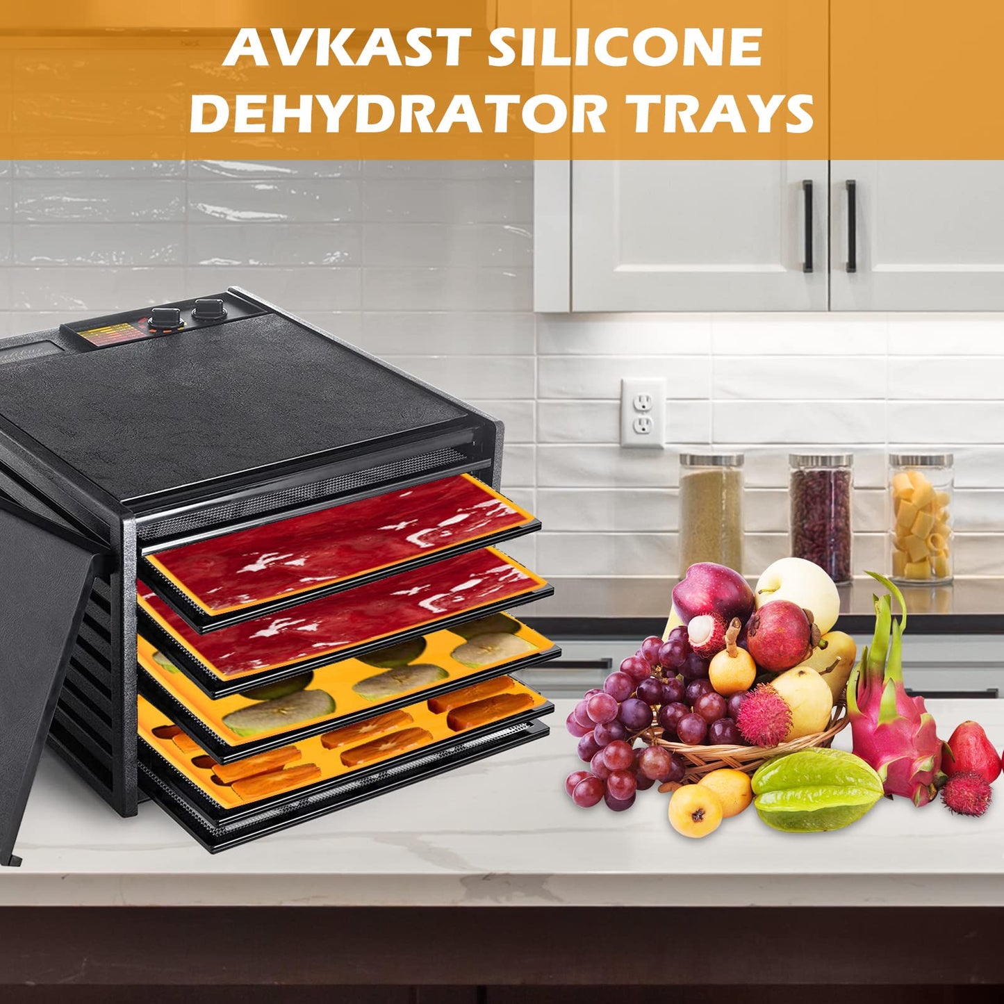 6 Pcs Silicone Dehydrator Sheets for 14" x 14" Trays