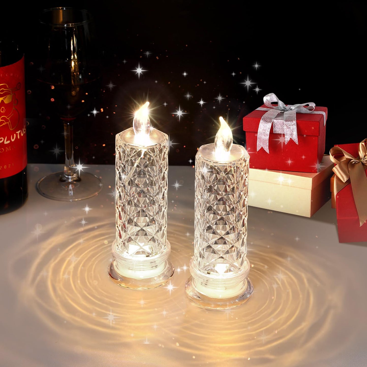 Flameless Candles with Rose Shadow,
