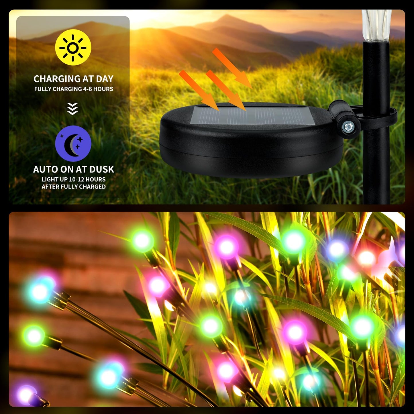 4 Packs Solar Firefly Lights