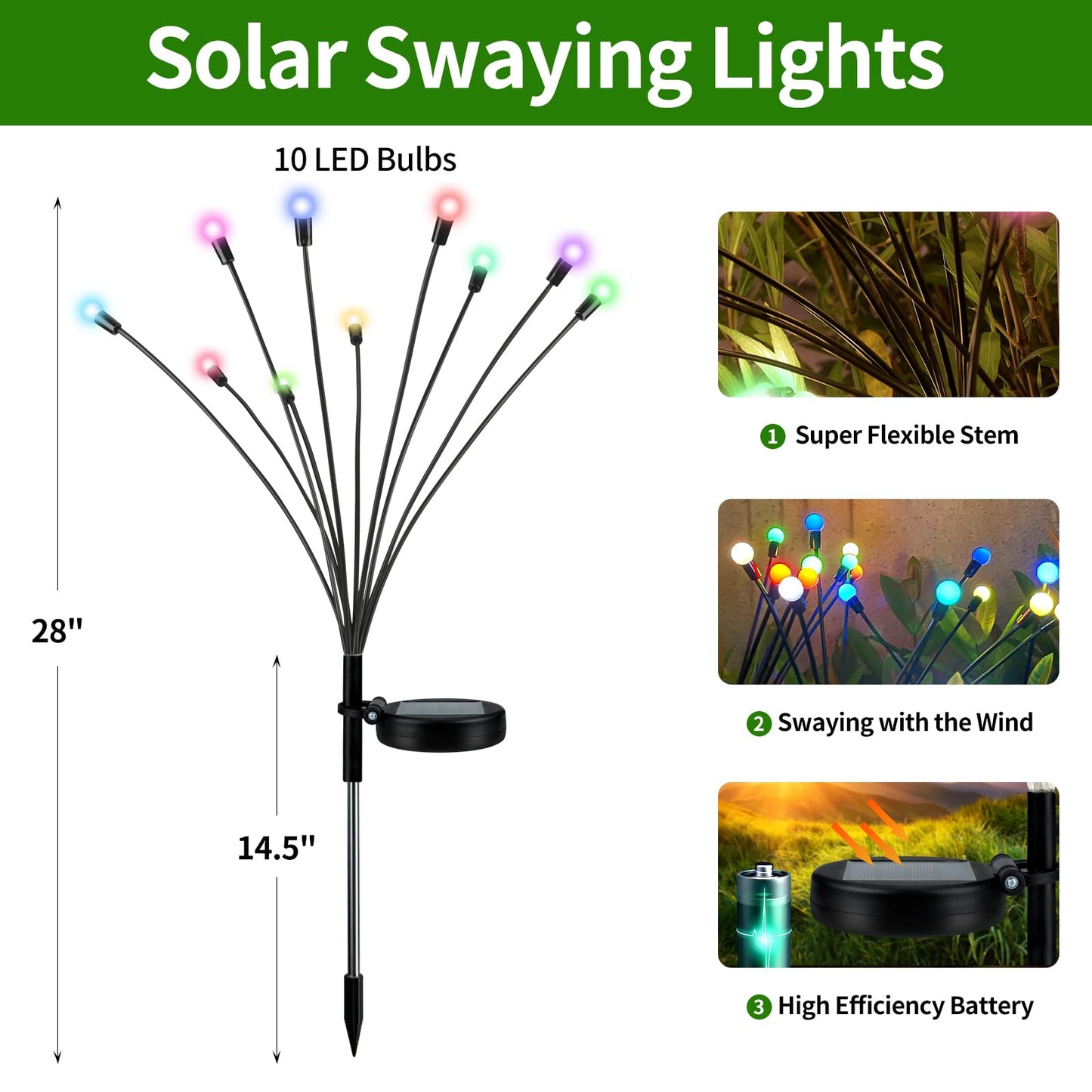 4 Packs Solar Firefly Lights